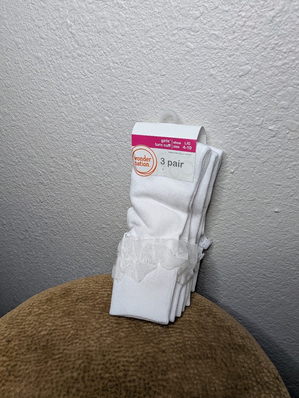 New Wonder Nation 3 Pack White Sheer Ruffle Turn Cuff Socks 4-10 NWT